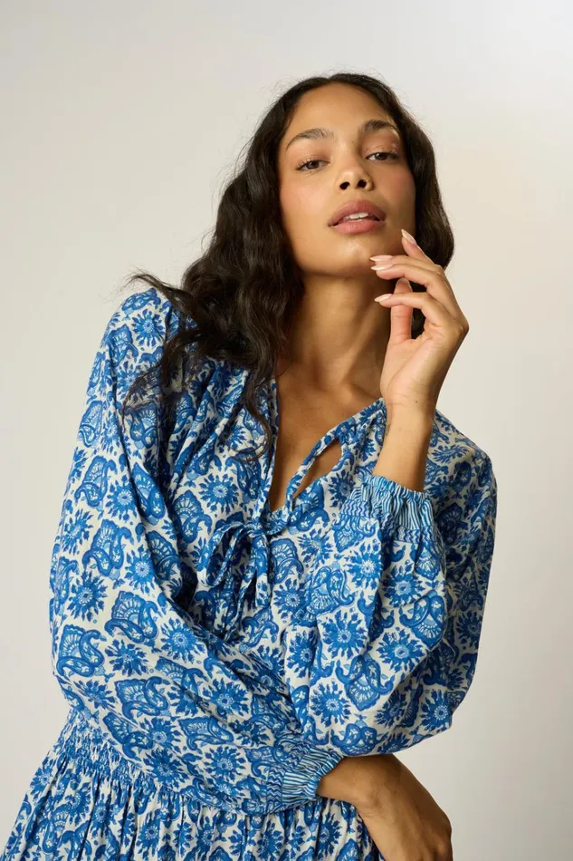 Women Natalie Martin Tops Amelia Top Fleurdelis Blue Women Natalie Martin Tops Amelia Top Fleurdelis Blue