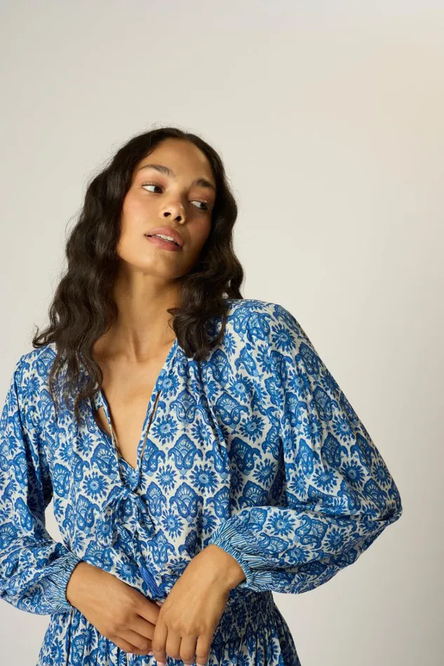 Women Natalie Martin Tops Amelia Top Fleurdelis Blue Women Natalie Martin Tops Amelia Top Fleurdelis Blue