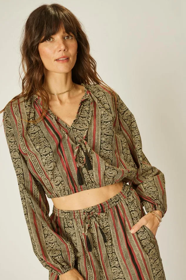Women Natalie Martin Tops Amelia Top Paisley Stripe Black Women Natalie Martin Tops Amelia Top Paisley Stripe Black