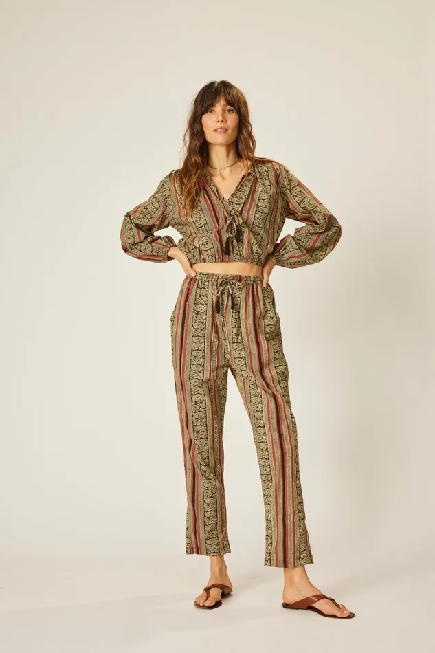 Women Natalie Martin Tops Amelia Top Paisley Stripe Black Women Natalie Martin Tops Amelia Top Paisley Stripe Black