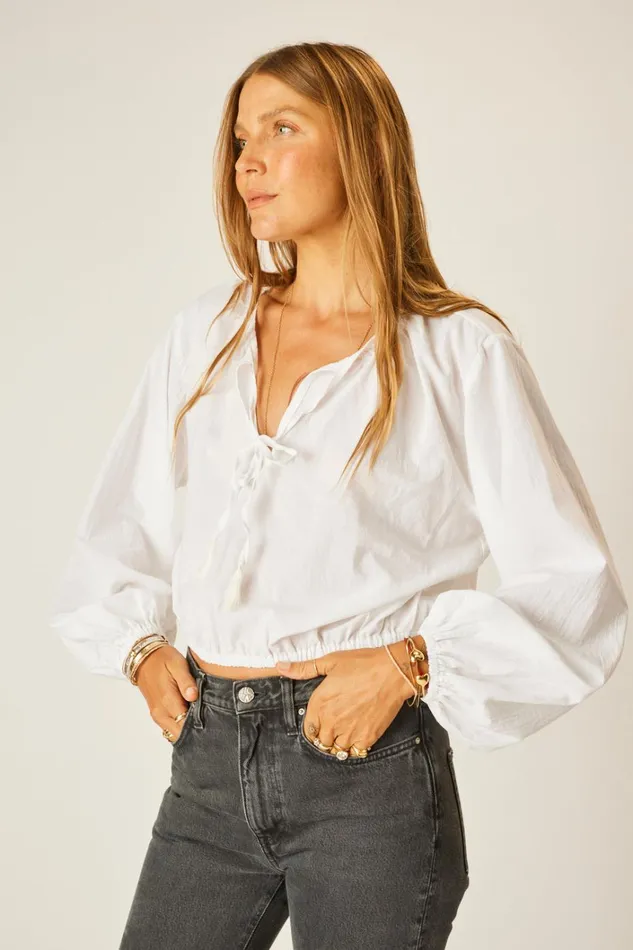 Women Natalie Martin Tops Amelia Top White Flat Cotton