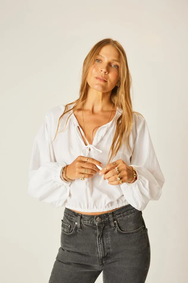 Women Natalie Martin Tops Amelia Top White Flat Cotton