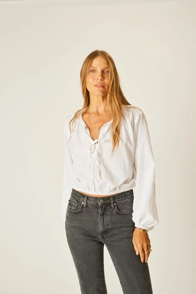 Women Natalie Martin Tops Amelia Top White Flat Cotton