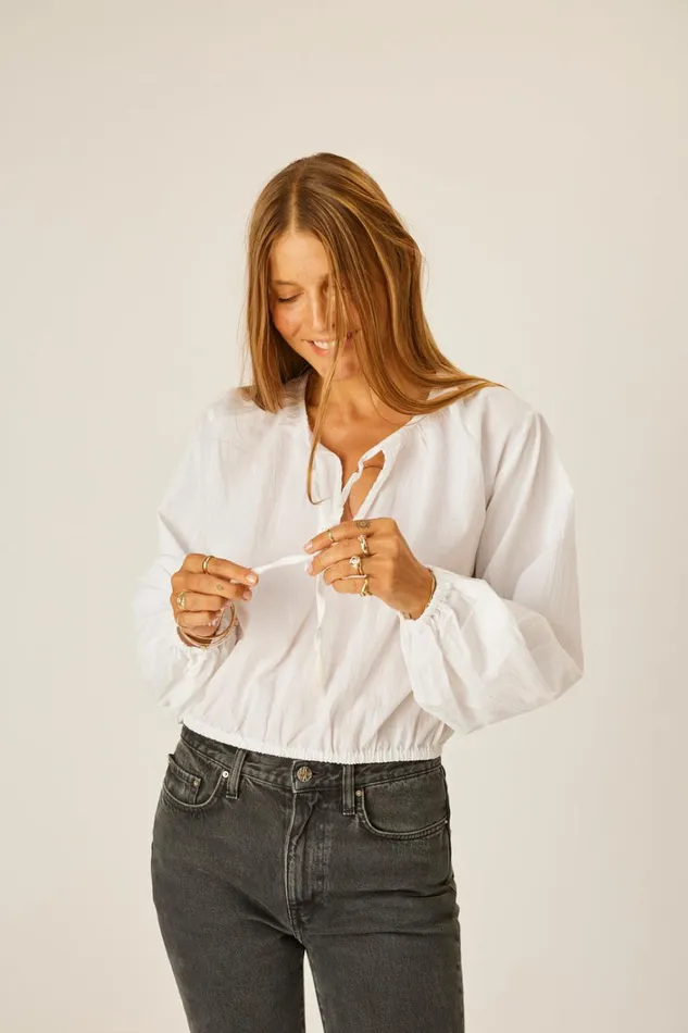 Women Natalie Martin Tops Amelia Top White Flat Cotton