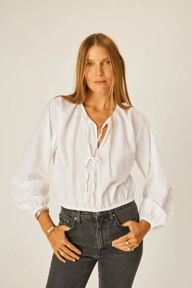 Women Natalie Martin Tops Amelia Top White Flat Cotton