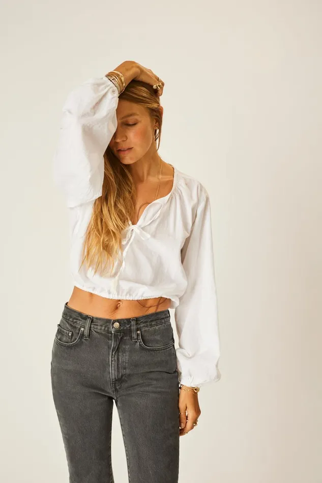 Women Natalie Martin Tops Amelia Top White Flat Cotton