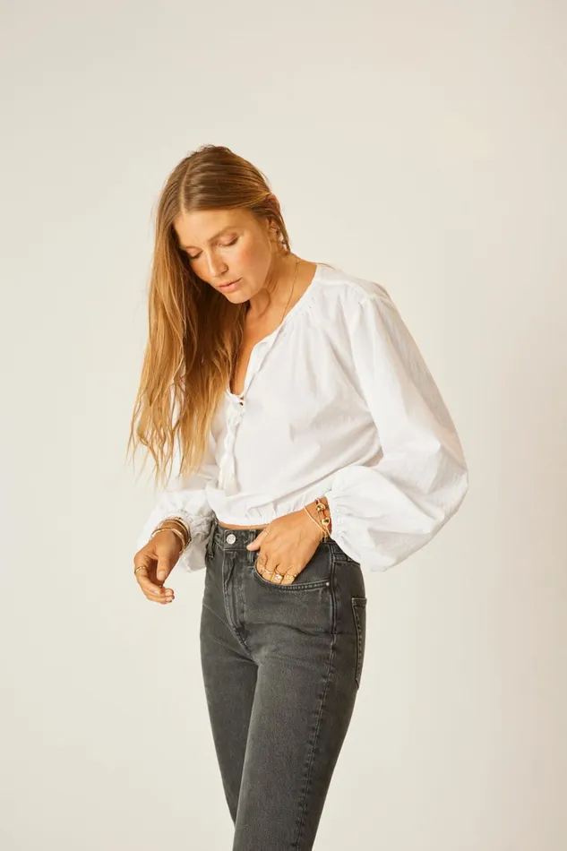 Women Natalie Martin Tops Amelia Top White Flat Cotton