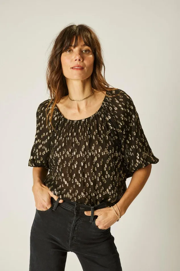 Women Natalie Martin Tops Ella Top Metallic Chiffon