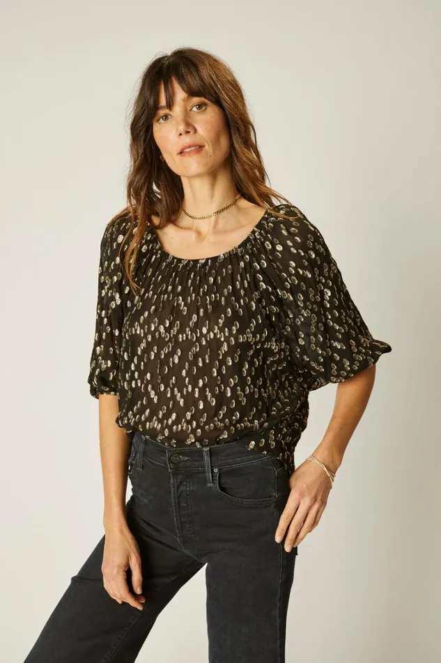 Women Natalie Martin Tops Ella Top Metallic Chiffon Women Natalie Martin Tops Ella Top Metallic Chiffon