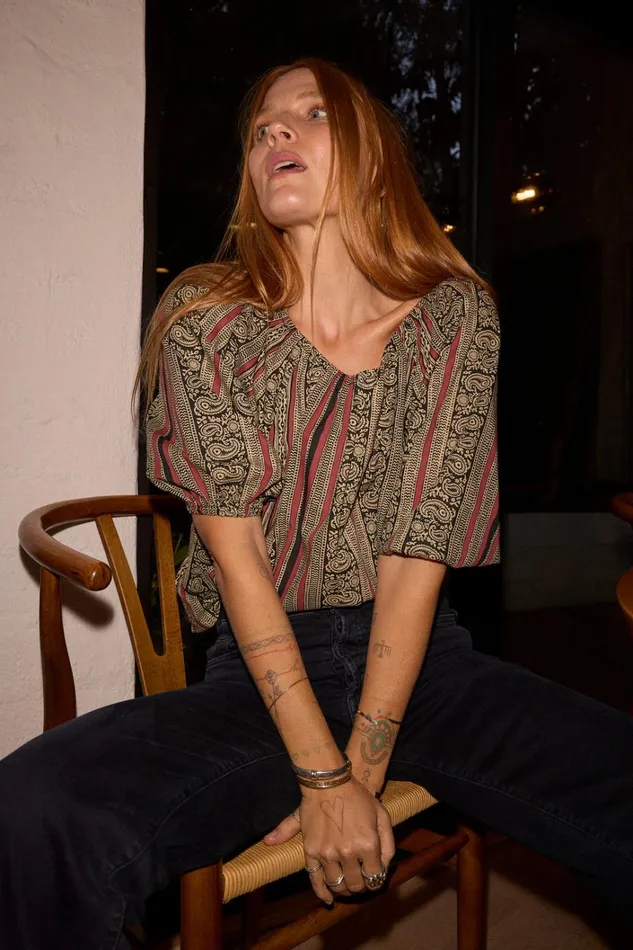 Women Natalie Martin Tops Ella Top Paisley Stripe Black