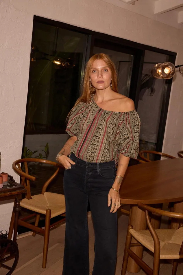 Women Natalie Martin Tops Ella Top Paisley Stripe Black