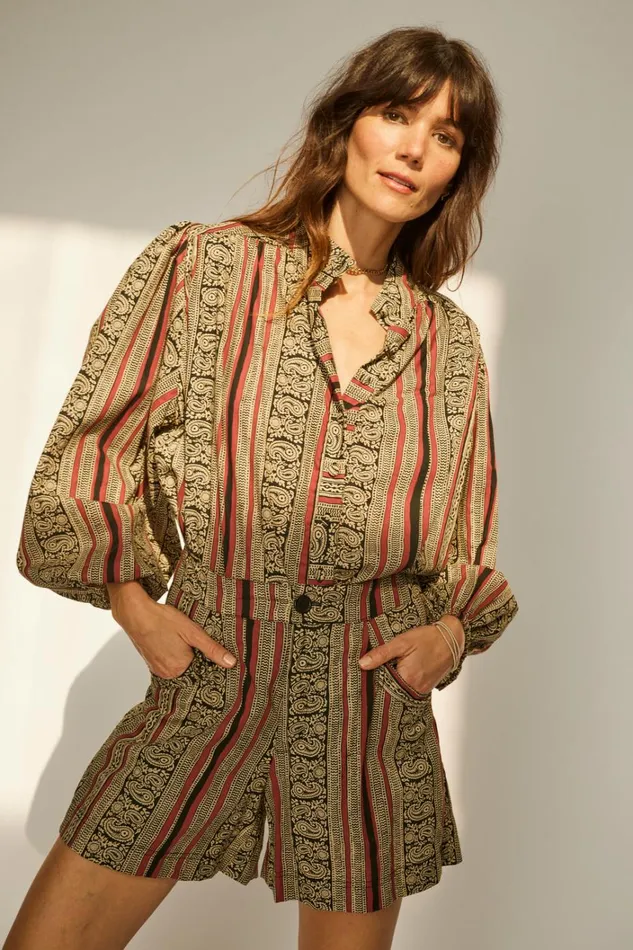 Women Natalie Martin Tops Iris Top Paisley Stripe Black