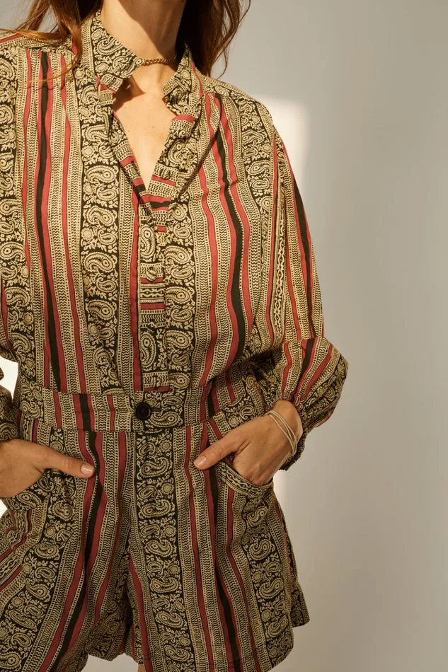 Women Natalie Martin Tops Iris Top Paisley Stripe Black Women Natalie Martin Tops Iris Top Paisley Stripe Black