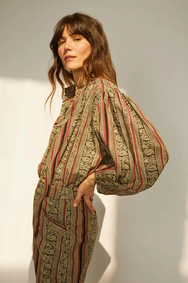 Women Natalie Martin Tops Iris Top Paisley Stripe Black Women Natalie Martin Tops Iris Top Paisley Stripe Black