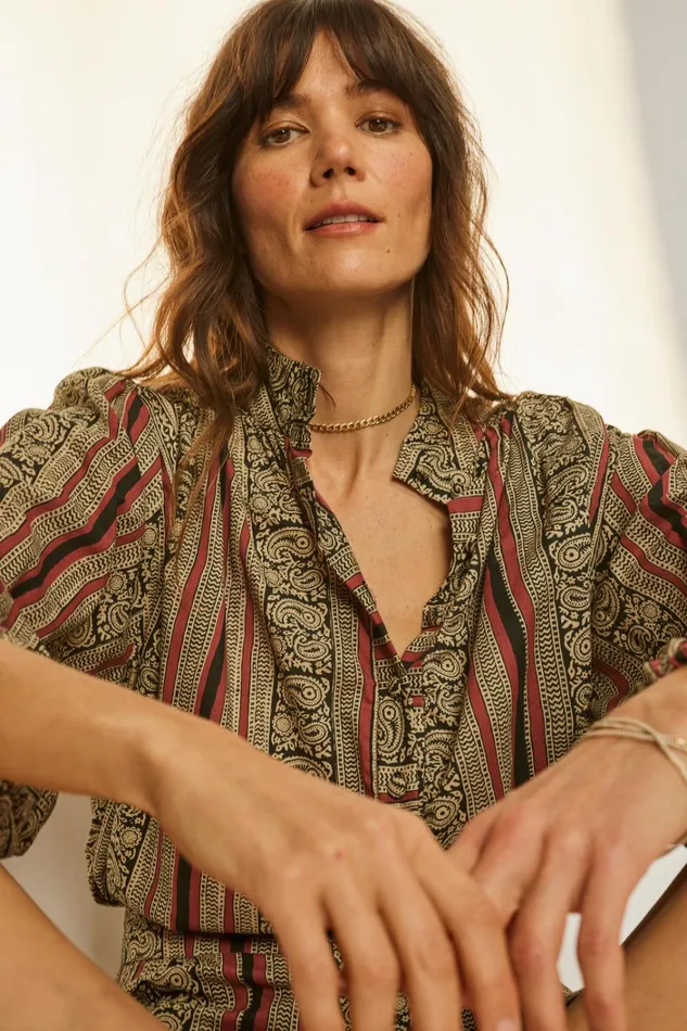 Women Natalie Martin Tops Iris Top Paisley Stripe Black Women Natalie Martin Tops Iris Top Paisley Stripe Black