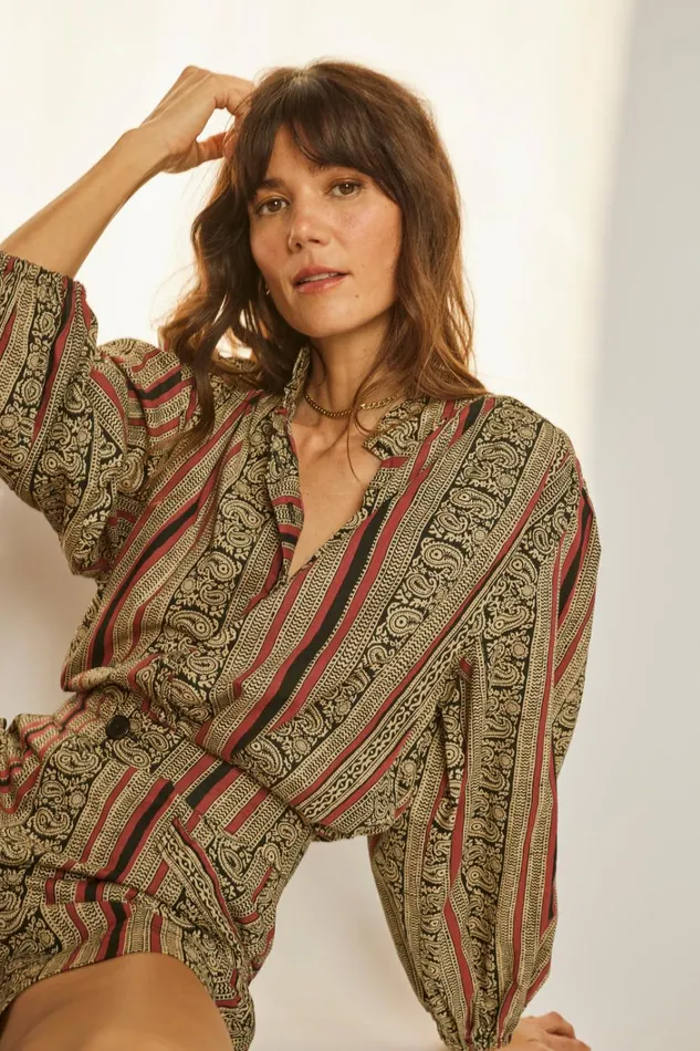 Women Natalie Martin Tops Iris Top Paisley Stripe Black Women Natalie Martin Tops Iris Top Paisley Stripe Black