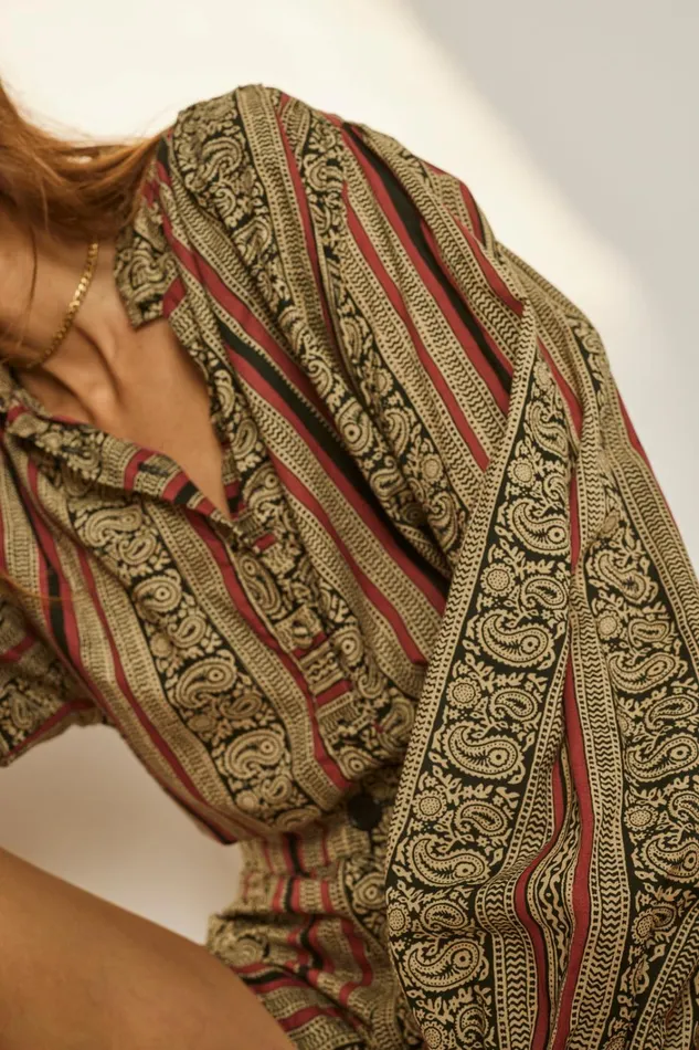 Women Natalie Martin Tops Iris Top Paisley Stripe Black Women Natalie Martin Tops Iris Top Paisley Stripe Black