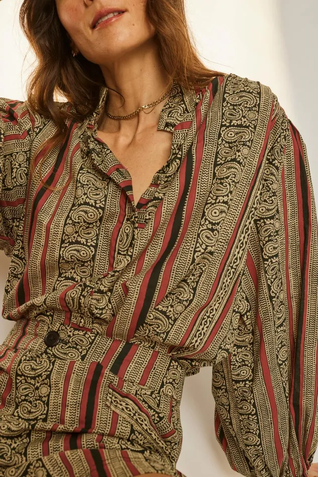 Women Natalie Martin Tops Iris Top Paisley Stripe Black Women Natalie Martin Tops Iris Top Paisley Stripe Black