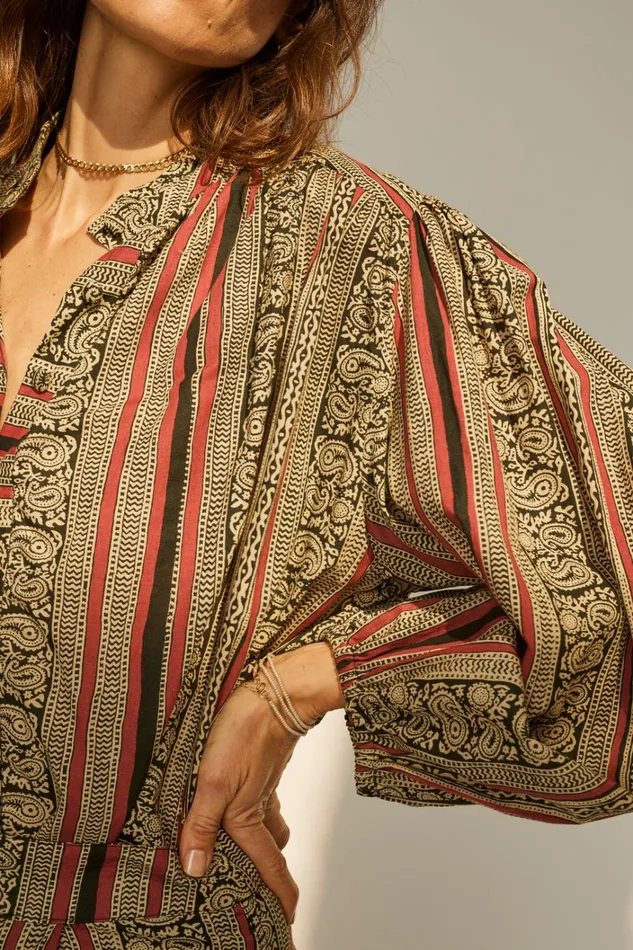 Women Natalie Martin Tops Iris Top Paisley Stripe Black Women Natalie Martin Tops Iris Top Paisley Stripe Black