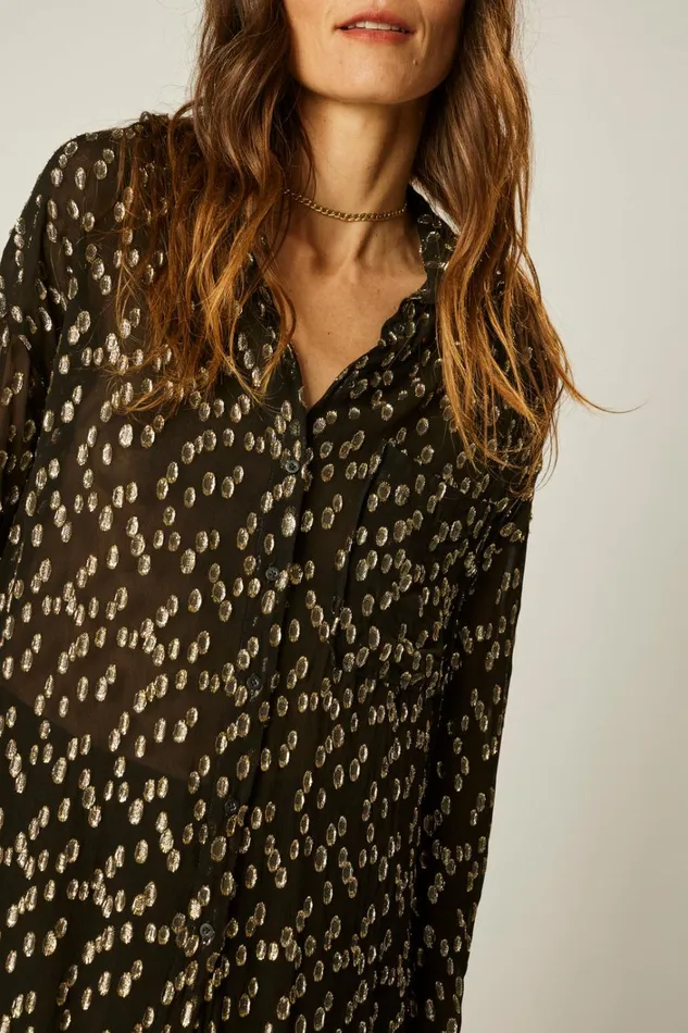 Women Natalie Martin Tops Jennifer Shirt Metallic Chiffon