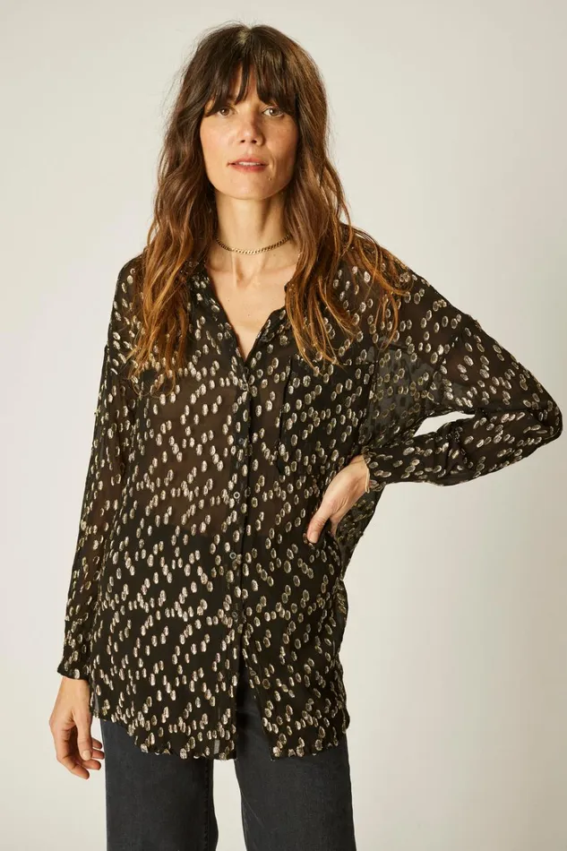 Women Natalie Martin Tops Jennifer Shirt Metallic Chiffon