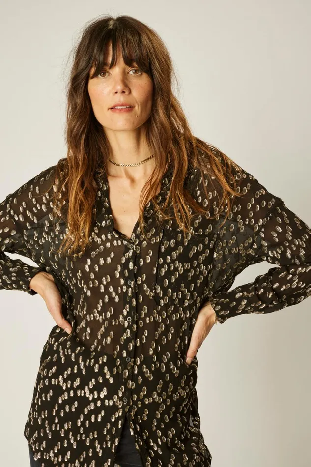 Women Natalie Martin Tops Jennifer Shirt Metallic Chiffon