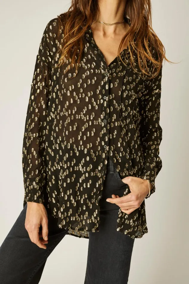 Women Natalie Martin Tops Jennifer Shirt Metallic Chiffon