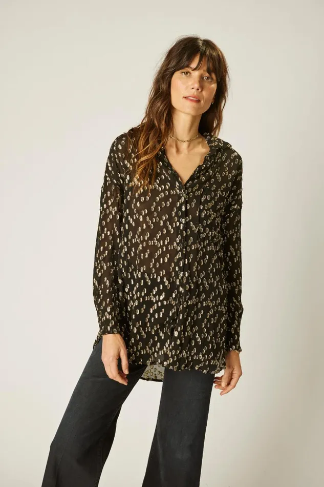 Women Natalie Martin Tops Jennifer Shirt Metallic Chiffon