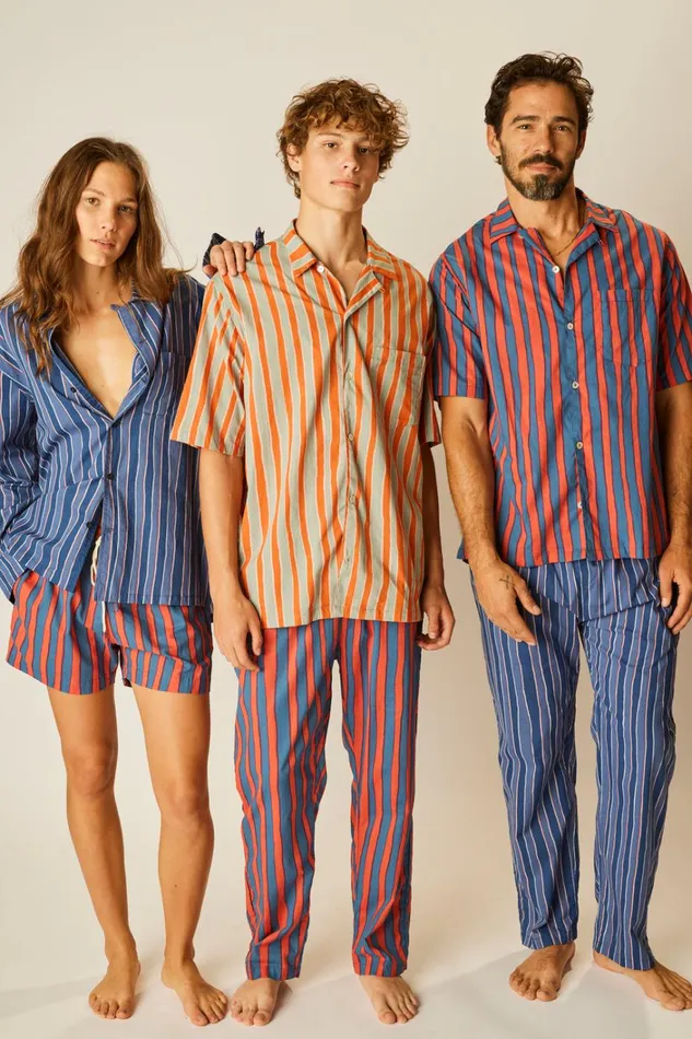 Women Natalie Martin Tops Kevin Shirt Unisex Batik Stripe Blood Orange
