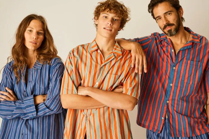 Women Natalie Martin Tops Kevin Shirt Unisex Batik Stripe Blood Orange
