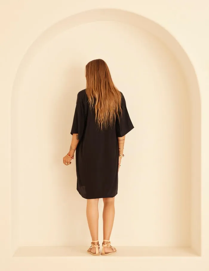 Women Natalie Martin Tops Lennon Kimono Black Silk