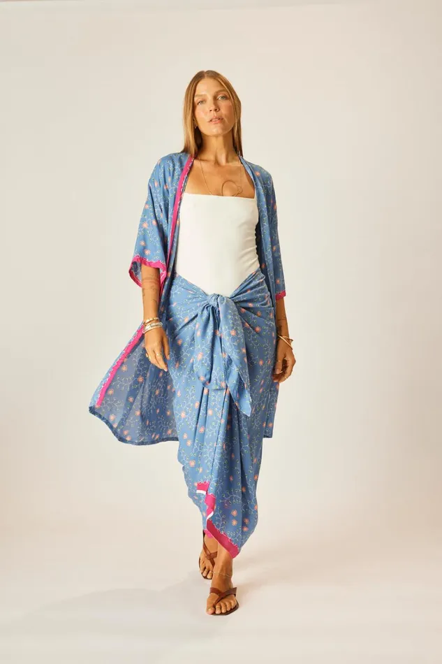 Women Natalie Martin Tops Lennon Kimono Paisley Stripe Pool