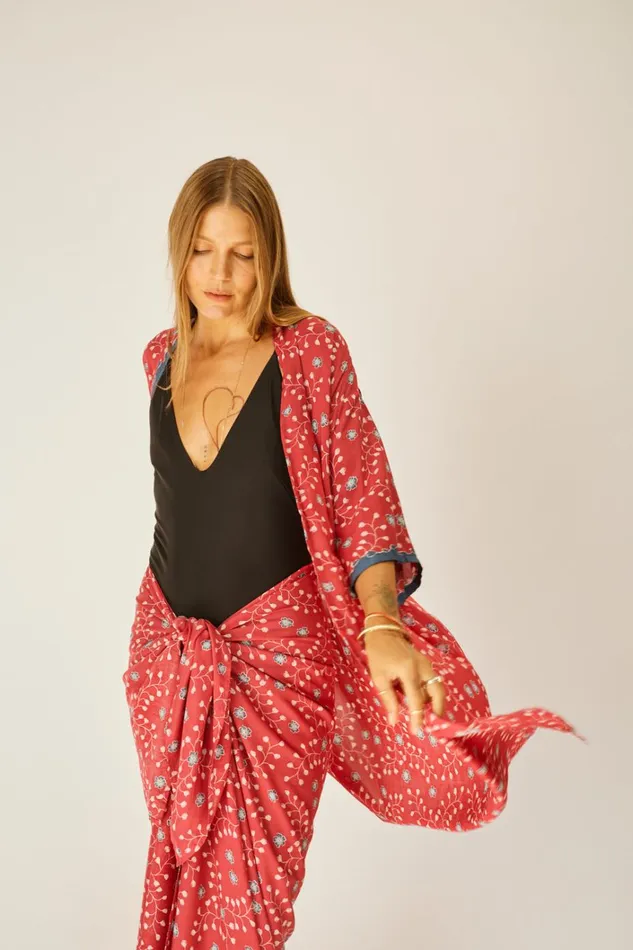Women Natalie Martin Tops Lennon Kimono Pinwheel Barn Red