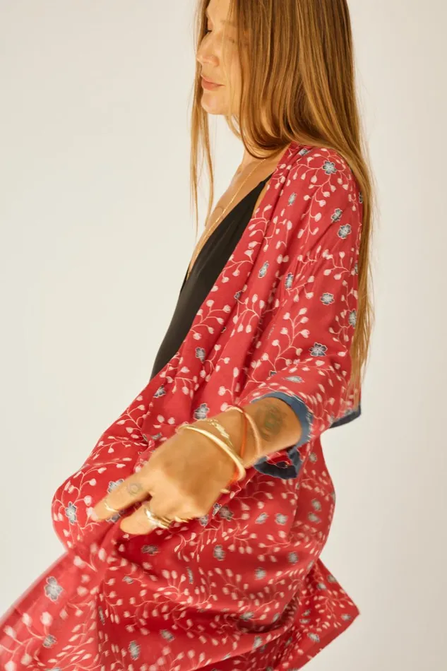 Women Natalie Martin Tops Lennon Kimono Pinwheel Barn Red