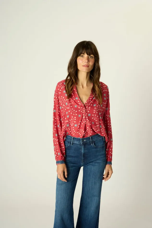Women Natalie Martin Tops Leslie Shirt Pinwheel Barn Red