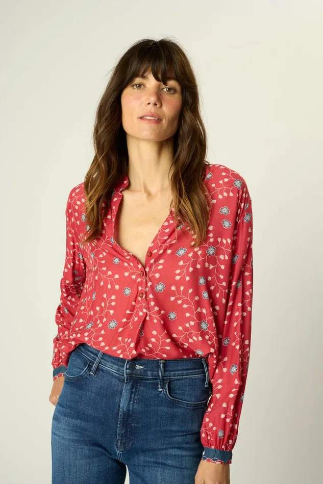 Women Natalie Martin Tops Leslie Shirt Pinwheel Barn Red