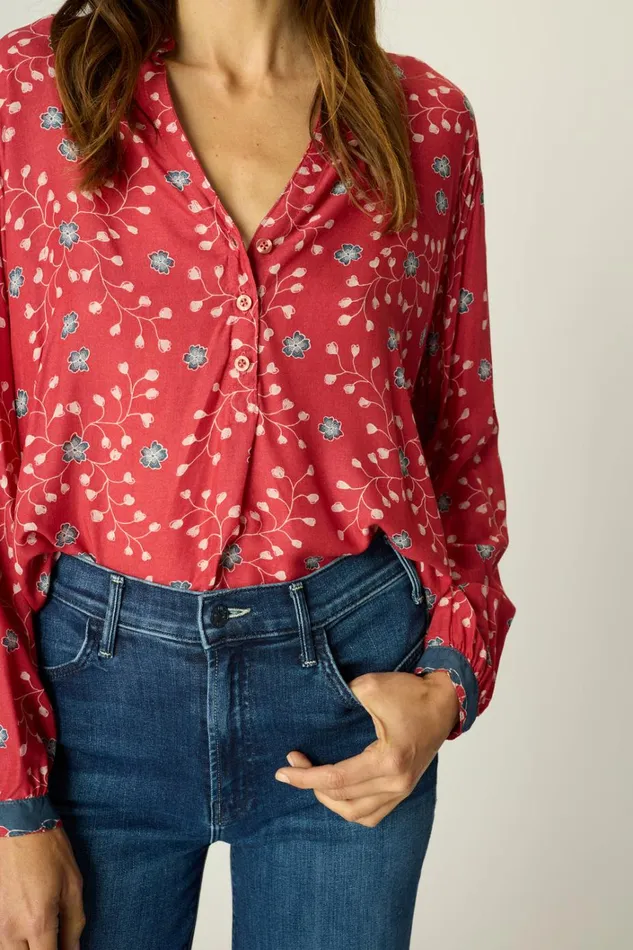 Women Natalie Martin Tops Leslie Shirt Pinwheel Barn Red