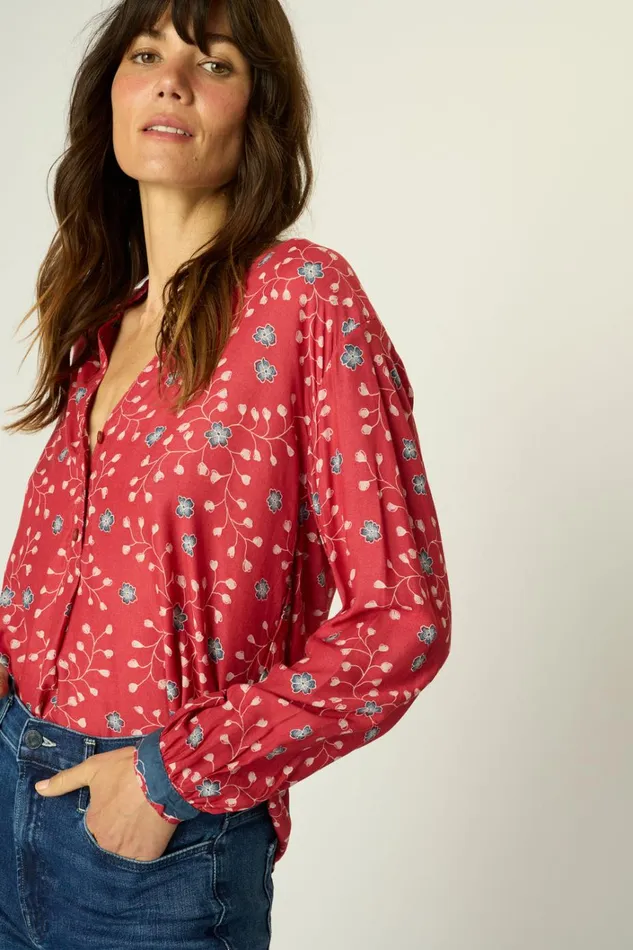 Women Natalie Martin Tops Leslie Shirt Pinwheel Barn Red