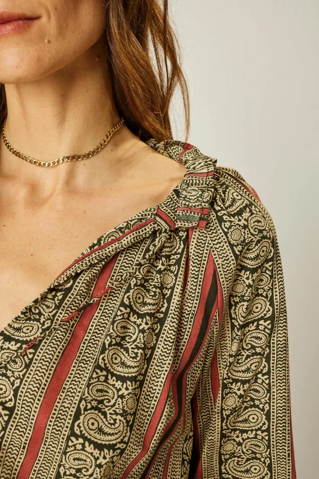 Women Natalie Martin Tops Penny Blouse Paisley Stripe Black