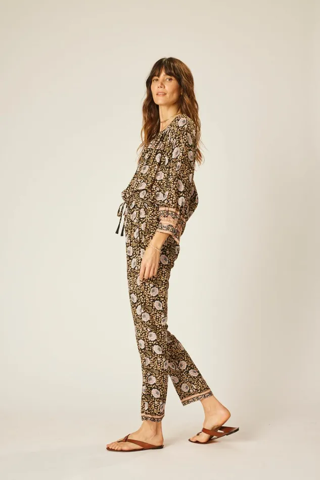 Women Natalie Martin Tops Remy Top Vintage Flowers Sepia