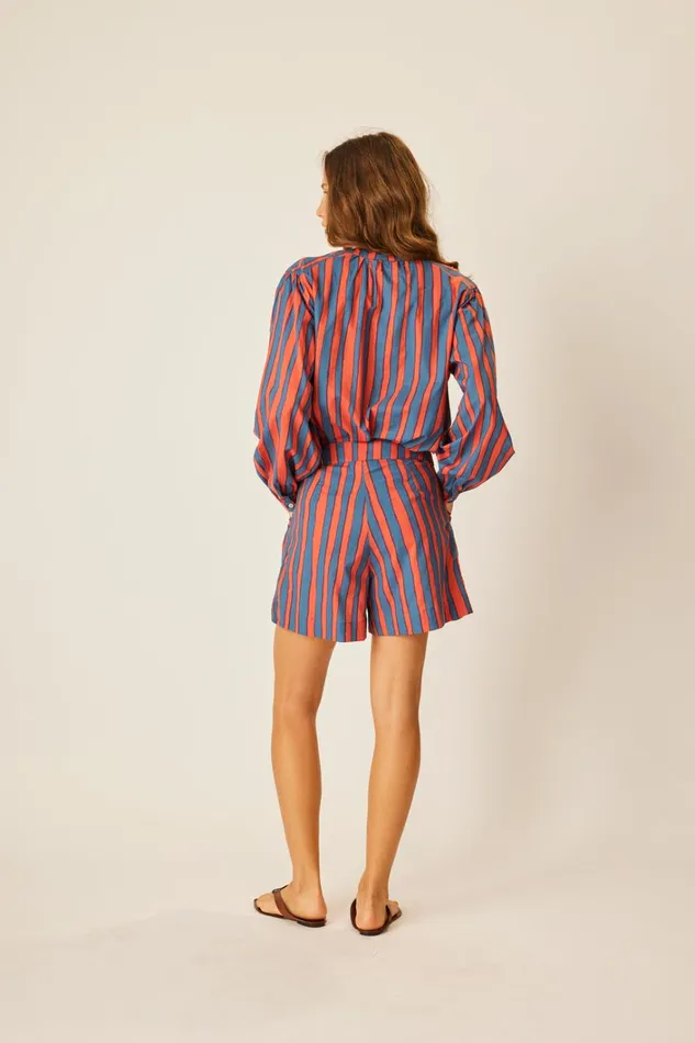 Women Natalie Martin Tops Tolan Shirt Batik Stripe Blood Orange