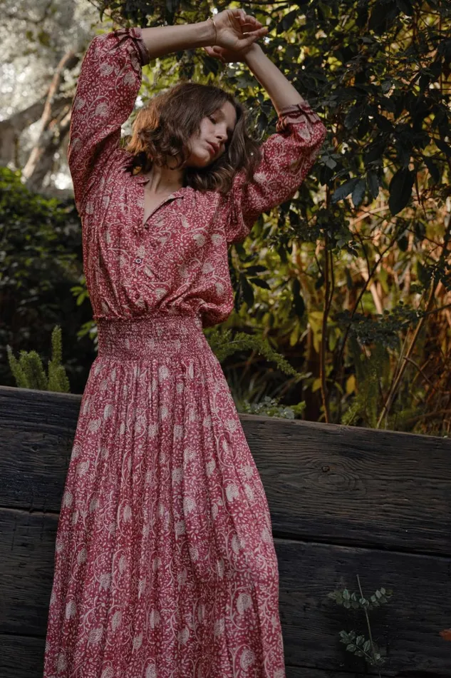 Women Natalie Martin Tops Tolan Shirt Water Lily Terracotta