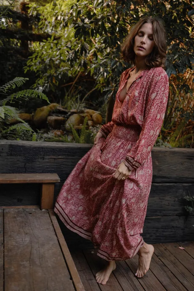 Women Natalie Martin Tops Tolan Shirt Water Lily Terracotta