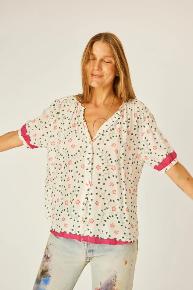 Women Natalie Martin Tops Violet Top Pinwheel Cotton