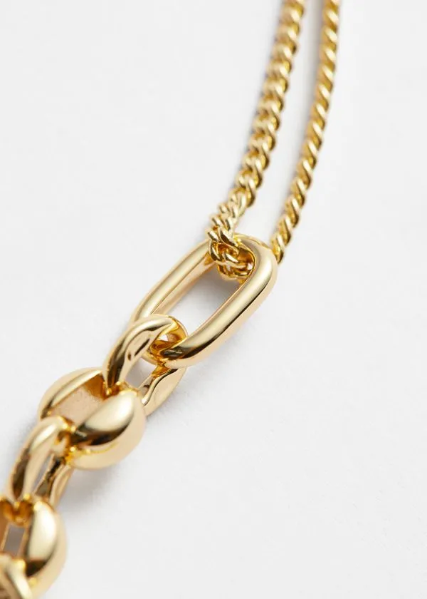Women Necklaces and Other Stories Mixed Chain Necklace Gold