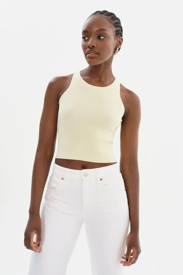 Women NEVINA Knit Tank Top Lemon Icing LAMARQUE Tops Women NEVINA Knit Tank Top Lemon Icing LAMARQUE Tops