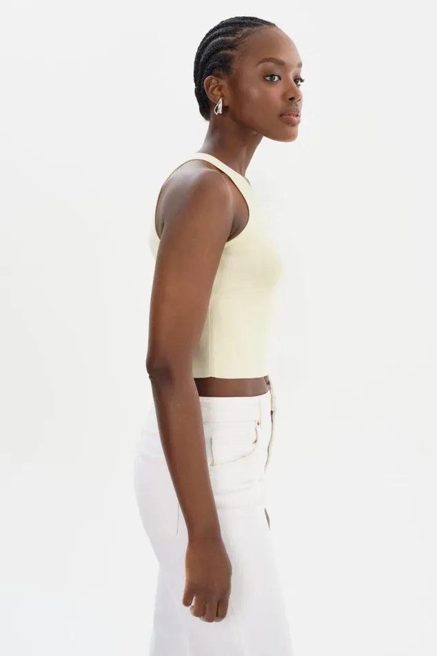 Women NEVINA Knit Tank Top Lemon Icing LAMARQUE Tops Women NEVINA Knit Tank Top Lemon Icing LAMARQUE Tops