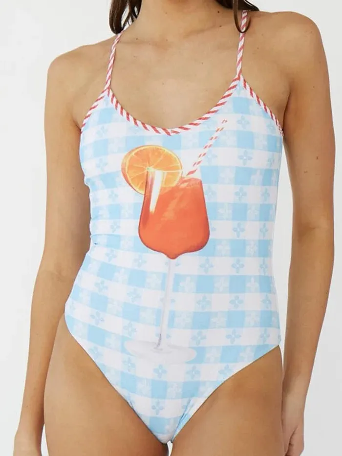 Women One Piece Swimsuit Aperol Spritz Lisa Says Gah Swim