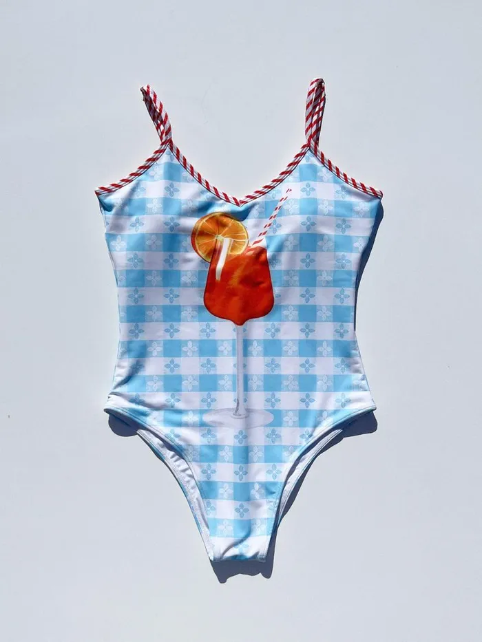 Women One Piece Swimsuit Aperol Spritz Lisa Says Gah Swim
