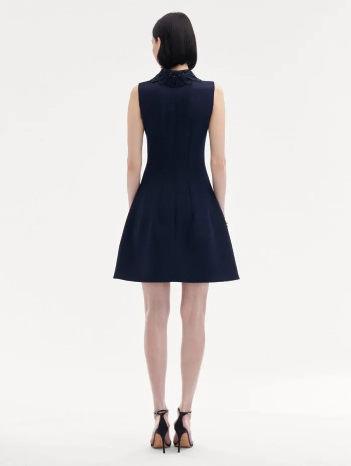 Women Oscar De La Renta Dresses Fern Collar ZipFront Dress Navy